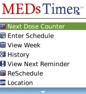 MEDsTimer for blackberry app Screenshot