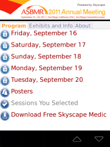 ASBMR 2011 Annual Meeting eGuide for blackberry app Screenshot