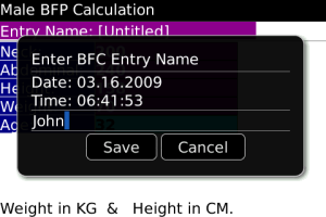 Army Body Fat Calculator for blackberry app Screenshot