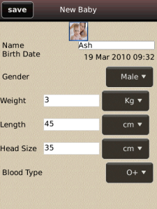 Baby Diapers for blackberry app Screenshot