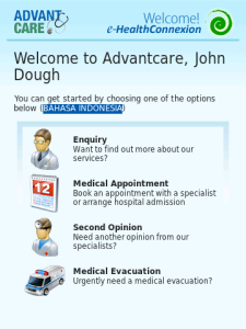 Advantcare e-HealthConnexion for blackberry app Screenshot