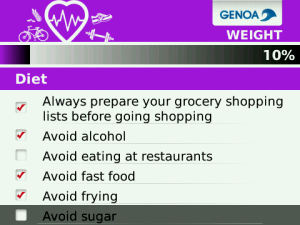 Weight Loss Checklist for blackberry app Screenshot