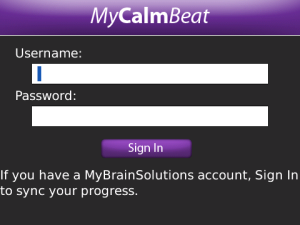 MyCalmBeat for blackberry app Screenshot