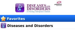 Diseases and Disorders for blackberry app Screenshot