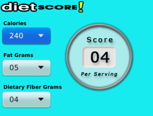 DietSCORE for blackberry app Screenshot