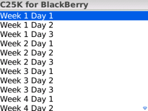 C25K for blackberry app Screenshot