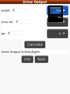 Nursing Calculator for blackberry app Screenshot