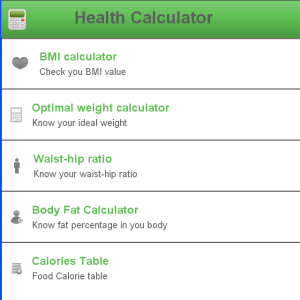 Health Calculator for blackberry app Screenshot