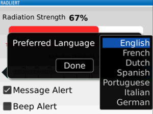 Radilert for blackberry app Screenshot