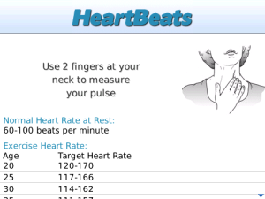HeartBeats for blackberry app Screenshot