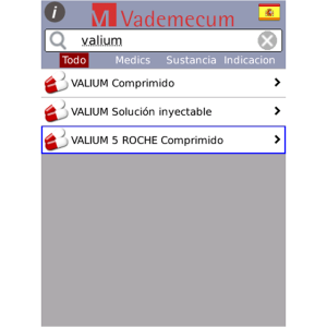 Vademecum Roche for blackberry app Screenshot