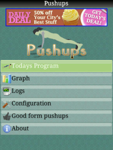 Pushups Free for blackberry app Screenshot