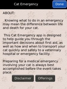 Cat Emergency for blackberry app Screenshot