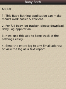 Baby Bath for blackberry app Screenshot