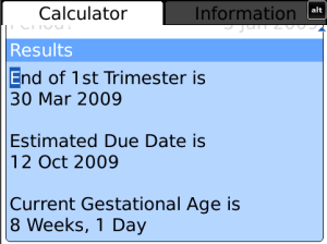 Pregnancy Wheel for blackberry app Screenshot