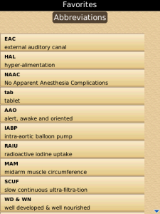 Medical Abbreviations for blackberry app Screenshot