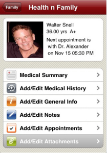 My Health Records for blackberry app Screenshot