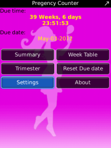 Pregnancy Calculator for blackberry app Screenshot