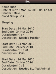 Baby Sleep for blackberry app Screenshot