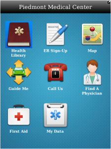 Piedmont Medical Center for blackberry app Screenshot