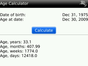 Age Calculator Pro for blackberry app Screenshot