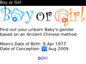 Boy or Girl for blackberry app Screenshot