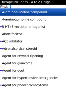A to Z Drugs A2ZDrugs for blackberry app Screenshot