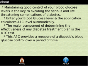 A1C Calculator for blackberry app Screenshot