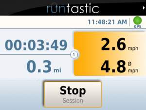 runtastic GPS sports assistant for blackberry app Screenshot