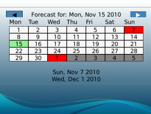 Friendly Forecaster for blackberry app Screenshot