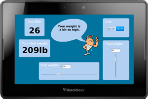 BMICalc for blackberry app Screenshot