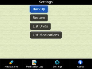 Med Tracker for blackberry app Screenshot