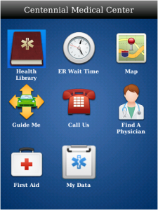 Centennial Medical Center for blackberry app Screenshot