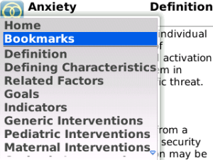 Handbook of Nursing Diagnosis for blackberry app Screenshot