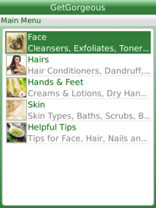 GetGorgeous for blackberry app Screenshot