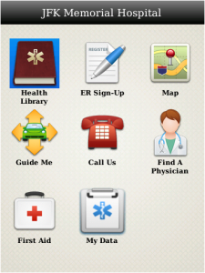 JFK Memorial Hospital for blackberry app Screenshot