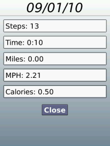 TreadIt Pedometer for Storm and Torch for blackberry app Screenshot
