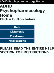 ADHD Psychopharmacology for blackberry app Screenshot