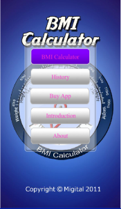 BMI Calculator Lite for blackberry app Screenshot