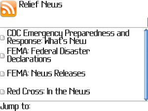 Relief Central for blackberry app Screenshot