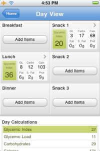 Glycemic Index Meal Planner for blackberry app Screenshot