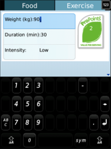 ProPoints Calculator for blackberry app Screenshot
