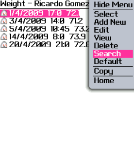 Weight Tracker for blackberry app Screenshot