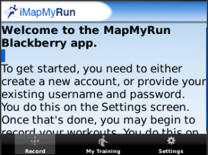iMapMyRun for blackberry app Screenshot