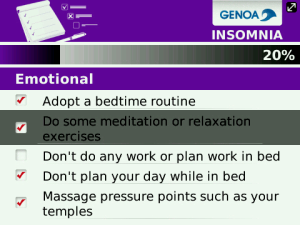 Insomnia Checklist for blackberry app Screenshot