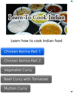 Learn To Cook Indian for blackberry app Screenshot