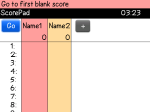 ScorePad for blackberry game Screenshot