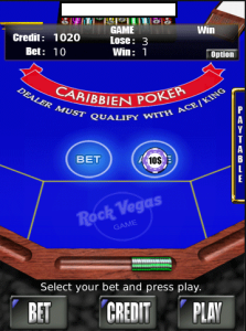 RVG Caribbean Poker for blackberry game Screenshot