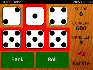 10000 Farkle for blackberry game Screenshot