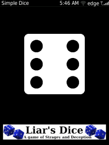 Simple Dice for blackberry game Screenshot
